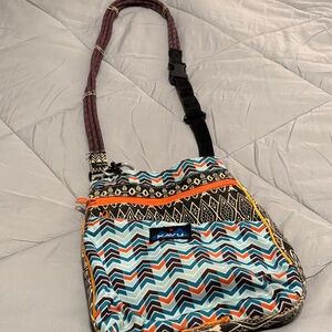 KAVU Chevron Crossbody Bag - Blue and Orange